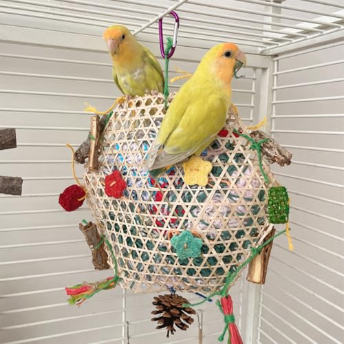 ZYYRSS Papagei Conure Spielzeug, Vogel-Hänge-Zerkleinerung, Futtersuchspielzeug, Sittichspielzeug, Papageienspielzeug zum Aufhängen, Glockenspielzeug für Sittiche, Nymphensittiche, Wellensittiche, von ZYYRSS