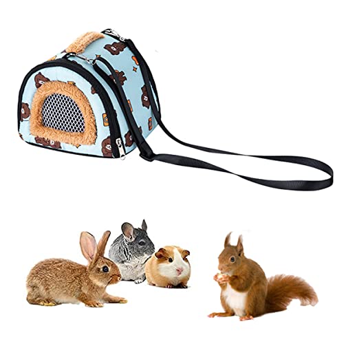 ZYYRSS Tragbare Kleine Tiere Tragetasche, Ratten Zucker Gleiter Kleine Meerschweinchen Ratte Chinchillas Hamster Igel Tragetasche Tasche für Outdoor Reisen, Atmungsaktive hängende Tragetasche (Blau) von ZYYRSS