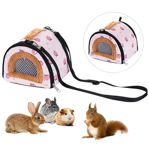 ZYYRSS Tragbare Kleine Tiere Tragetasche, Ratten Zucker Gleiter Kleine Meerschweinchen Ratte Chinchillas Hamster Igel Tragetasche Tasche für Outdoor Reisen, Atmungsaktive hängende Tragetasche (Rosa) von ZYYRSS