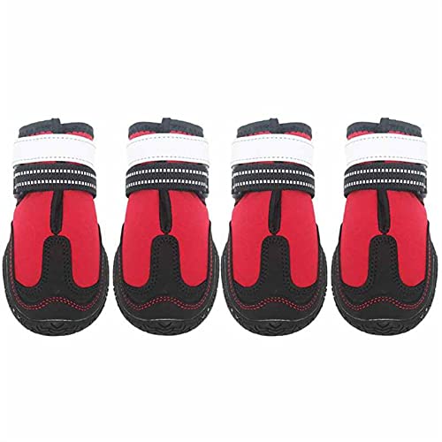 ZZDH Hundeschuhe Pfotenschutz 4 Teile/Satz Haustier Hund Schuhe wasserdichte Anti-Rutsch-Hundestiefel Welpen Reflektierende Schuhe Pet Paw Protectoren Multi Größe wasserdichte Breathable von ZZDH