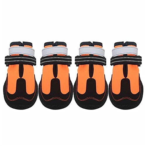 ZZDH Hundeschuhe Pfotenschutz 4 Teile/Satz Haustier Hund Schuhe wasserdichte Anti-Rutsch-Hundestiefel Welpen Reflektierende Schuhe Pet Paw Protectoren Multi Größe wasserdichte Breathable von ZZDH