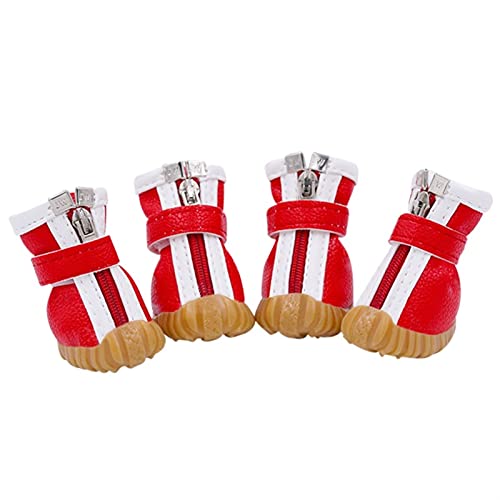 ZZDH Hundeschuhe Pfotenschutz 4 stücke wasserdichte Hund Schuhe tragen resistente rutschfeste Sohle Sport haustierstiefel für welpen Pfote beschützer wasserdichte Breathable (Color : Red, Size : M) von ZZDH