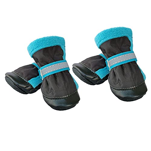 ZZDH Hundeschuhe Pfotenschutz 4pcs / Set Hundeschuhe Anti-Rutsch-Pet Boots Paw-Schutz für Small Medium Hunde Comfortable Net Schuhe wasserdichte Breathable (Color : Blue, Size : L) von ZZDH