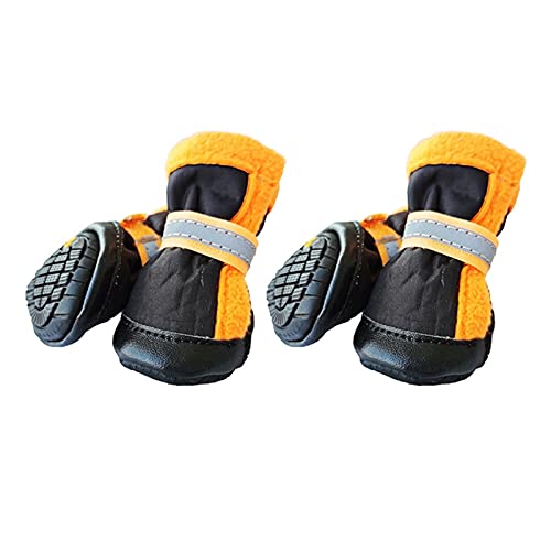 ZZDH Hundeschuhe Pfotenschutz 4pcs / Set Hundeschuhe Anti-Rutsch-Pet Boots Paw-Schutz für Small Medium Hunde Comfortable Net Schuhe wasserdichte Breathable (Color : Yellow, Size : M) von ZZDH