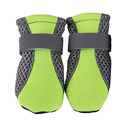 ZZDH Hundeschuhe Pfotenschutz Hundeschuhe Atmungsaktive Bequeme Waschbar Universal rutschfeste Haustierschuh Hund Hundestiefel wasserdichte Breathable (Color : Green, Size : M) von ZZDH