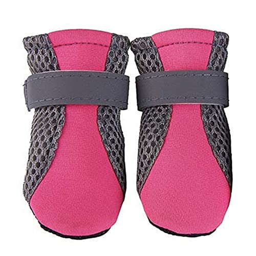 ZZDH Hundeschuhe Pfotenschutz Hundeschuhe Atmungsaktive Bequeme Waschbar Universal rutschfeste Haustierschuh Hund Hundestiefel wasserdichte Breathable (Color : Pink, Size : M) von ZZDH