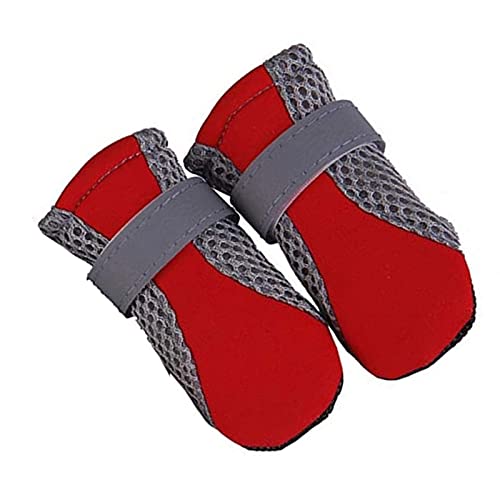 ZZDH Hundeschuhe Pfotenschutz Hundeschuhe Atmungsaktive Bequeme Waschbar Universal rutschfeste Haustierschuh Hund Hundestiefel wasserdichte Breathable (Color : Red, Size : L) von ZZDH