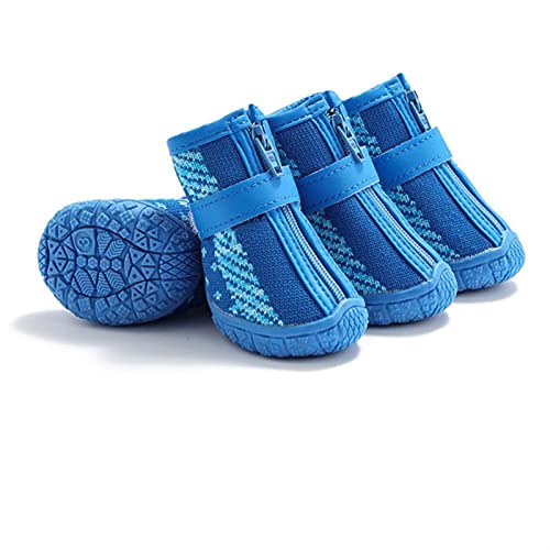 ZZDH Hundeschuhe Pfotenschutz Reflektierende Hundeschuhe Atmungsaktive Mesh Dog Cat Puppy Socken Schuhe Haustier Anti-Rutsch Hundestiefel Hund Pfotenprotektoren wasserdichte Breathable von ZZDH