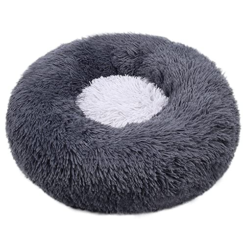 ZZDXL Donut Hundebett 100Cm Dunkelgrau Hundebett Donut Gemütliches Haustierbett Waschbar, Soothing Bed Dog(100m) von ZZDXL