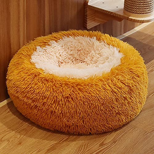 ZZDXL Donut Hundebett 100Cm Gelb Braun Hundebett Donut Gemütliches Haustierbett Waschbar, Soothing Bed Dog(100m) von ZZDXL