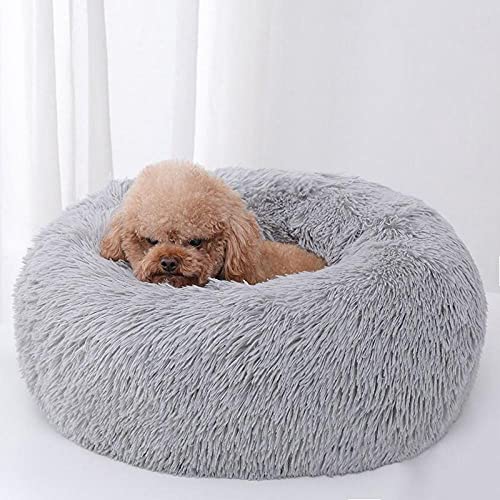 ZZDXL Donut Hundebett 100Cm Grau Hundebett Donut Gemütliches Haustierbett Waschbar, Soothing Bed Dog(100m) von ZZDXL