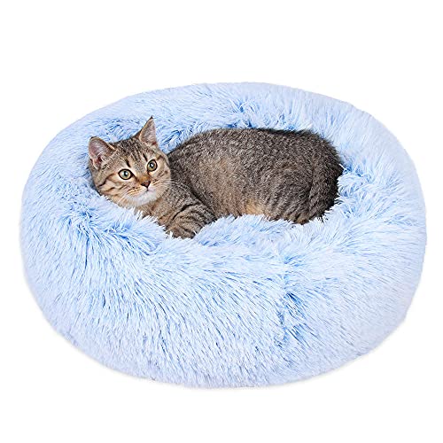 ZZDXL Donut Hundebett 100Cm Hellblau Hundebett Donut Gemütliches Haustierbett Waschbar, Soothing Bed Dog(100m) von ZZDXL