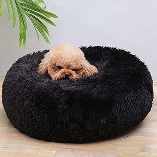 ZZDXL Donut Hundebett 100Cm Schwarz Hundebett Donut Gemütliches Haustierbett Waschbar, Soothing Bed Dog(100m) von ZZDXL