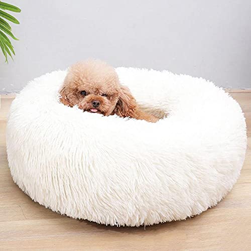 ZZDXL Donut Hundebett 100Cm Weiß Hundebett Donut Gemütliches Haustierbett Waschbar, Soothing Bed Dog(100m) von ZZDXL