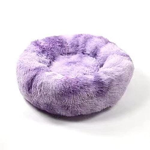 ZZDXL Hundebett Weich Flauschig Groß Farbverlauf Lila Rund Hundebett Hundekissen Weiches Plüsch Donut Haustierbett Für Katzen Hunde Weich Warm Haustier Sofa (120cm) von ZZDXL