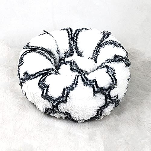 ZZDXL Hundebett Weich Flauschig Groß Weiß Schwarz Rund Hundebett Hundekissen Weiches Plüsch Donut Haustierbett Für Katzen Hunde Weich Warm Haustier Sofa (120cm) von ZZDXL