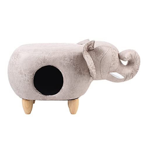 W&X Aufbewahrung Von Tieren Aus Leder Sitzhocker,Accent Haustiermöbel Sitzpouf Für Kleine Hundekatze,Moderne Katzenwohnung Fußstützenhocker-Elefant a 62x35x38cm(24x14x15inch) von ZZFF