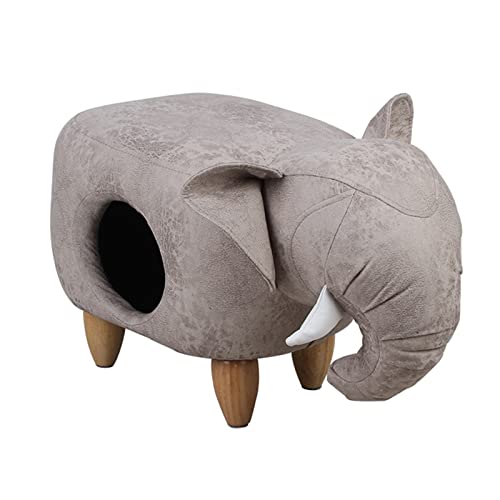 W&X Aufbewahrung Von Tieren Aus Leder Sitzhocker,Accent Haustiermöbel Sitzpouf Für Kleine Hundekatze,Moderne Katzenwohnung Fußstützenhocker-Elefanten 62x35x38cm(24x14x15inch) von ZZFF