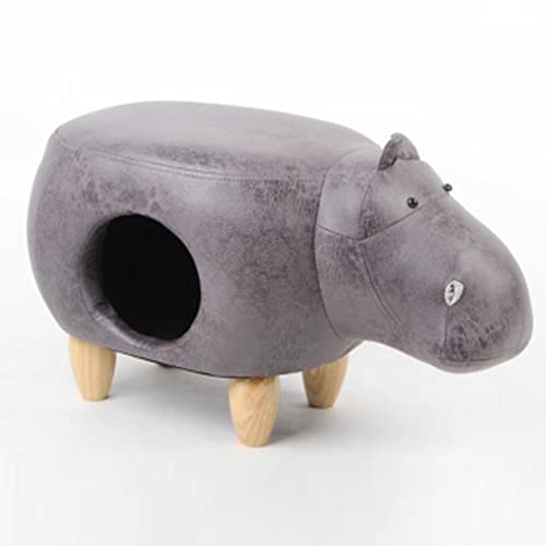 W&X Aufbewahrung Von Tieren Aus Leder Sitzhocker,Accent Haustiermöbel Sitzpouf Für Kleine Hundekatze,Moderne Katzenwohnung Fußstützenhocker-Grau 74x44x38cm(29x17x15inch) von ZZFF