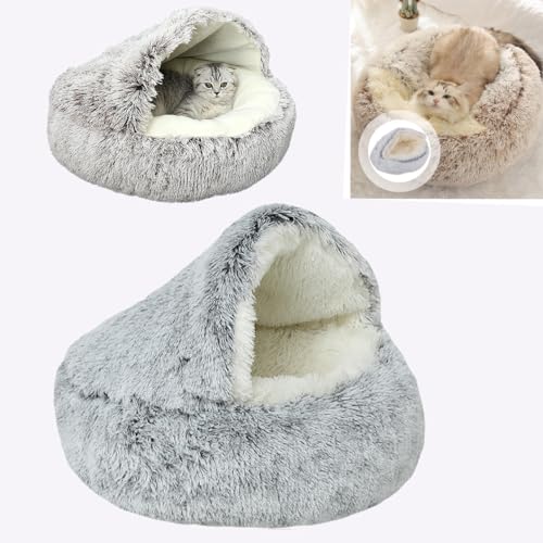 ZZPXMY Haustierbetten für Hunde, Haustierbetten für Katzen, Wintertierplüschbetten, Wintertierbetten, Haustierbetten (40cm, Farbverlauf Grau) von ZZPXMY