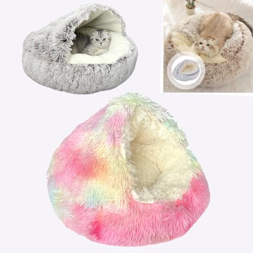 ZZPXMY Haustierbetten für Hunde, Haustierbetten für Katzen, Wintertierplüschbetten, Wintertierbetten, Haustierbetten (40cm, Regenbogen) von ZZPXMY