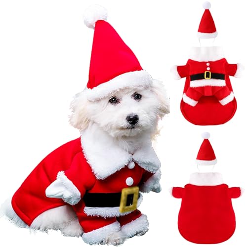 Haustier Weihnachtskostüm,Haustier-Kleidung mit Santa Hut Anzug,Katze Hund Weihnachtskostüm,Funny Dog Santa Costume,Weihnachts Katze Kleidung, für Anzieh Haustierpartys Bekleidung Anzüge von ZZRSYJ