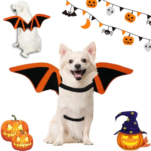 Hund Fledermaus Kostüme Katze Fledermaus Kostüm Haustier Fledermausflügel Hund Halloween Kostüm Katzen Fledermausflügel Katze Halloween Haustier Kostüm Katze Bat Wings Kostüm (Orange) von ZZRSYJ