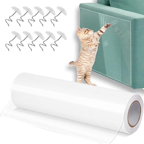 Kratzschutz Katze Tape,20cm x 3m Katzen Kratzschutz Sofa Katze, Kratzfolie Katzen Selbstklebend, Kratzschutz Wand Anti Kratz Folie, Kratzschutzfolie für Möbel Couch Sofa Wand Tür Schutz von ZZRSYJ