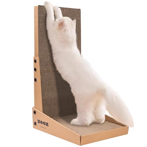 Katzenkratzer, Vertikale L-förmige Katzenkratzer für Indoor-Katzen, Wandunterstütztes Katzenkratzbrett, Lounge Karton Katzenkratzpad mit Box Sammeln von Resten, Schützen Sie Möbel von ZZWOVOWZZ