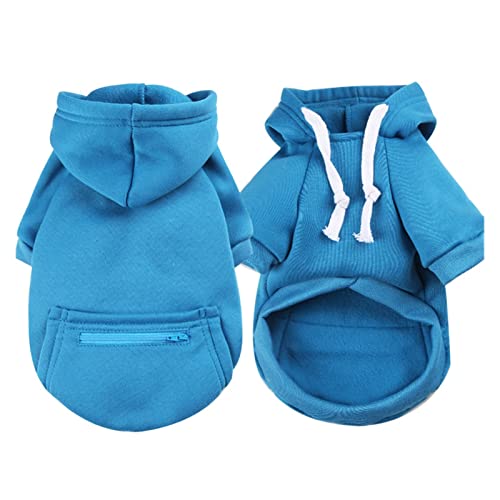 Herbst und Kleidung mit Reißverschluss Tasche Hund Hoodie Kleine große Hund Manteljacke Hund Hund Kleidung Winter Pullover (Color : Blue, Größe : 5XL) von ZZZYW