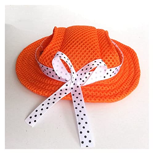 ZZZYW Süße Haustierhund Sonne Hut Sommersonne Hut Outdoor Accessoires Mesh Prinzessin Hut Haustier Bow Round Hut (Color : Orange, Größe : S) von ZZZYW