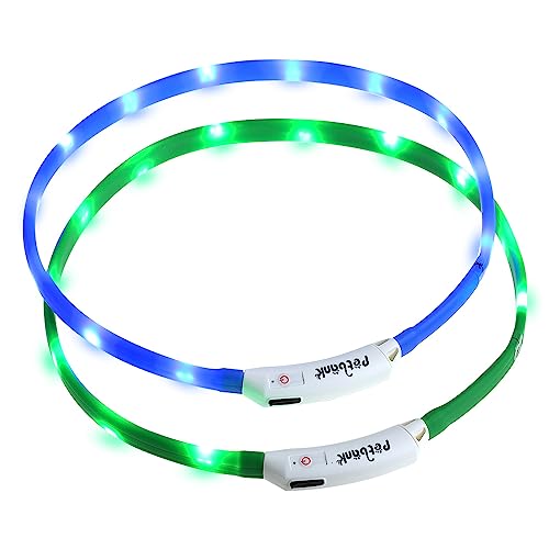 2 Stück LED Leuchthalsband Hund, LED Halsband Hund USB Aufladbar Haustier Sicherheit Kragen Längenverstellbareres Hunde Halsband mit 3 Beleuchtungsmodi für Hunde und Katzen von Zacro