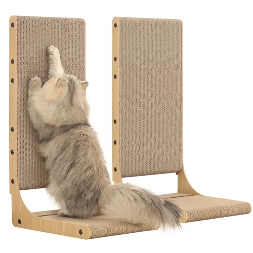 Zakkart 2er-Pack Katzenkratzbrett, 65,6 cm hoch, Karton, L-Form, vertikaler Katzenkratzbaum für Hauskatzen, Katzenkratzbaum für Wand und Couch, groß von Zakkart