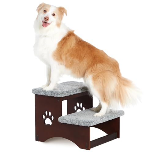 Zakkart Hundetreppe für Bett und Couch für große Hunde, 2-stufige Haustiertreppe für hohe Beanspruchung – massiver Sperrholzrahmen mit Teppichstufen in Heimqualität – 50,8 cm breit, 40,6 cm hoch, hält von Zakkart