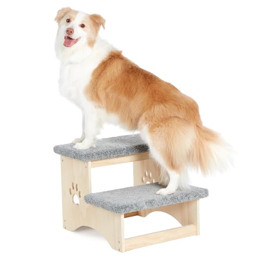 Zakkart Hundetreppe für Bett und Couch für große Hunde, 2-stufige Haustiertreppe für hohe Beanspruchung – massiver Sperrholzrahmen mit Teppichstufen in Heimqualität – 50,8 cm breit, 40,6 cm hoch, hält von Zakkart