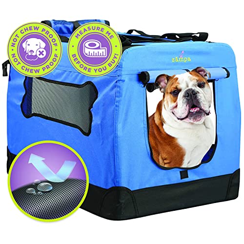 Zampa Hundebox für kleine und mittelgroße Hunde, 81,3 x 58,4 x 58,4 cm, tragbare Katzentragetasche, zusammenklappbar und faltbar, Welpenkäfige für Auto, Outdoor und Indoor + Tragetasche von Zampa