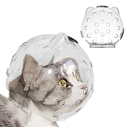 Zankie Atmungsaktiver Katzenmaulkorb – Anti-Biss-transparente Raumhaube | Katzenhelm, multifunktionale Design-Abdeckung zum Baden, Pflegen oder Schneiden von Nägeln von Zankie