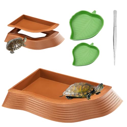 Wasserschale für Schildkröten mit Rampe, Wasserschale für Reptilienbecken, Wasserschale für Reptilien, Schildkröten-Badeschüssel, Wasserschale für Reptilienbecken, Wasserschale für Aquarien, 4 Stück von Zansens