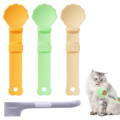 Zayookey 3 Stück Katzenstreifen Quetschlöffel Cat strip feeder Happy Spoon Multifunktionaler Haustier Futterspender Katzenfutter Löffel Cat Wet Treats Dispense Spoon (4 Stück) von Zayookey