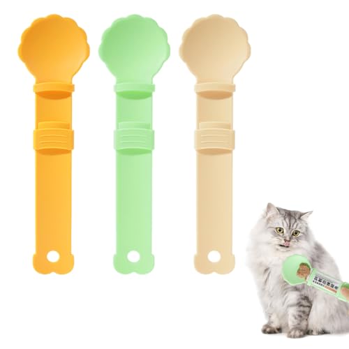 Zayookey 3 Stück Katzenstreifen Quetschlöffel Cat strip feeder Happy Spoon Multifunktionaler Haustier Futterspender Katzenfutter Löffel Cat Wet Treats Dispense Spoon von Zayookey