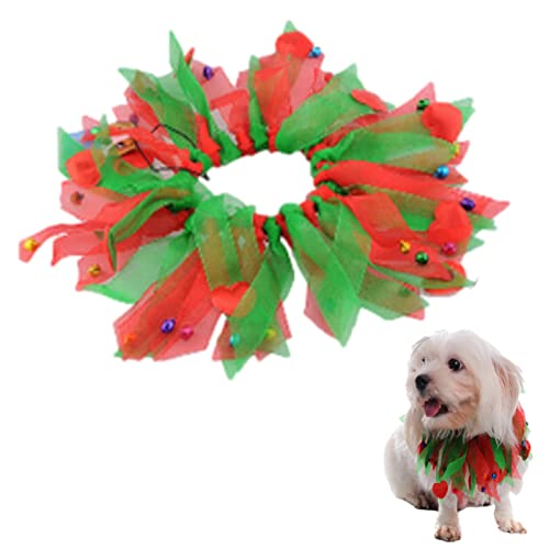 Weihnachts-Hundehalsband - Haustierhalsband,Party Pet Festival Ornamente, verstellbares rotes und grünes Band, für große und kleine Hunde von Zceplem