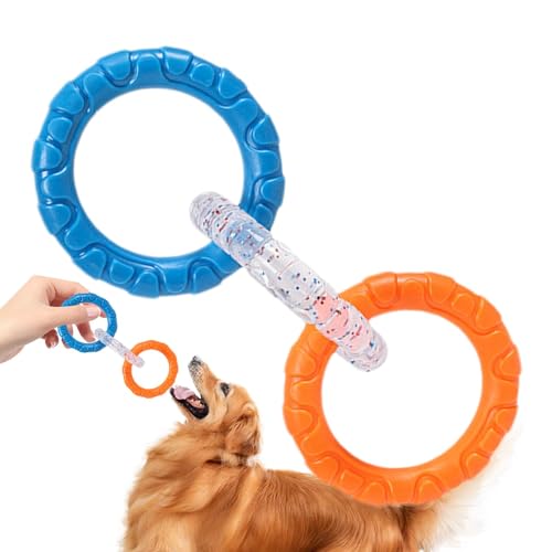 Zceplem Hundespielzeugring – robustes Kauspielzeug, unzerstörbares Kauspielzeug mit 3 Ringen, bissfeste Hülse, interaktives Haustierzubehör für Hundetraining von Zceplem