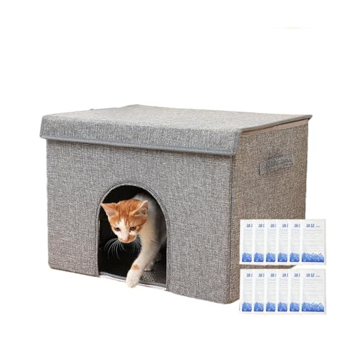 Zceplem Kühlendes Katzenhaus, vielseitiges Katzenhaus für den Innen- und Außenbereich, isoliertes Katzenhaus mit Kühlakkus für drinnen und draußen von Zceplem