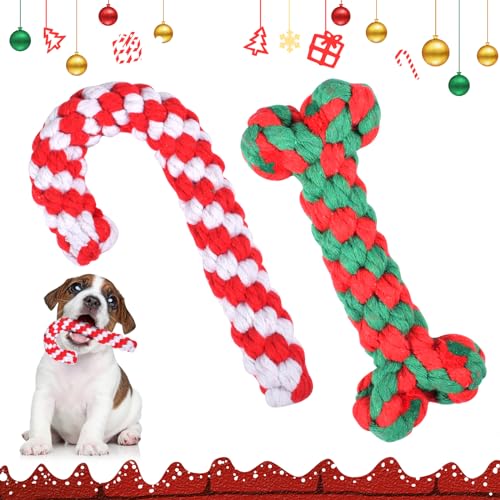 2Pcs Hunde Kauspielzeug, Hundespielzeug Seil, Hundespielzeug Zuckerstange, Weihnachts-Zuckerstangen-Seil, Weihnachten Hundespielzeug,Weihnachts Zuckerstange Seil,Weihnachten Hund Haustiere Kauen von ZeYou