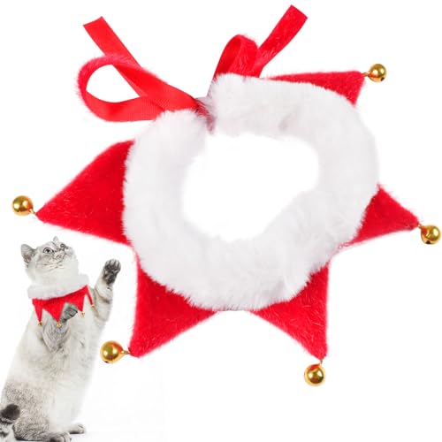 5 Glöckchen Weihnachten,Weihnachten Haustierhalsband Glöckchen,Hundehalsband Weihnachten für Kätzen und Hunde,Verstellbare Katze Hundehalsband,Haustier Kostüm Zubehör für Hund Katze Welpen Kätzchen von ZeYou