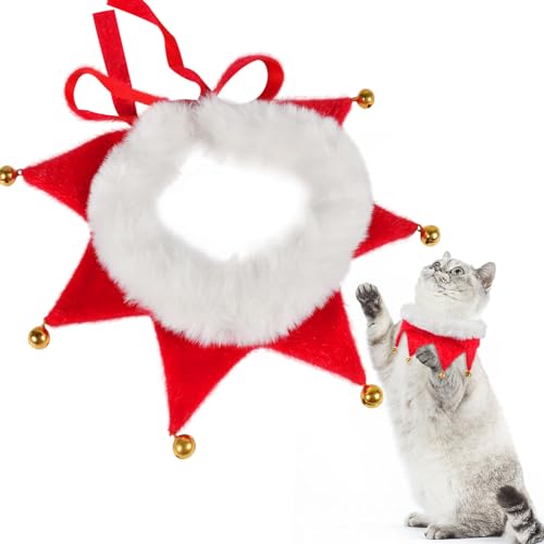 6 Glöckchen Weihnachten,Weihnachten Haustierhalsband Glöckchen,Hundehalsband Weihnachten für Kätzen und Hunde,Verstellbare Katze Hundehalsband,Haustier Kostüm Zubehör für Hund Katze Welpen Kätzchen von ZeYou