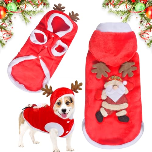 ZeYou Hunde Weihnachtskostüm, Elch Kostüm Hund, Haustier Kleidung Weihnachten,Weihnachts Katzenkostüm,Haustier-Elch-Weihnachtskostüm,Hund Cosplay Mantel,Winterwarme Kleidung für Katzen Kleine Hunde von ZeYou