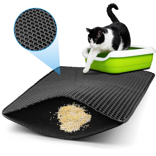 Zeawavsl Katzenklo Matte, Waben Design, Wasserdicht Doppelte Matte für Katzenstreu, Katzenmatte Unterlage, Cat Litter Mat, Katzenstreu, Urin Proof Katzenmatte Katzenklo für Litter Catcher von Zeawavsl