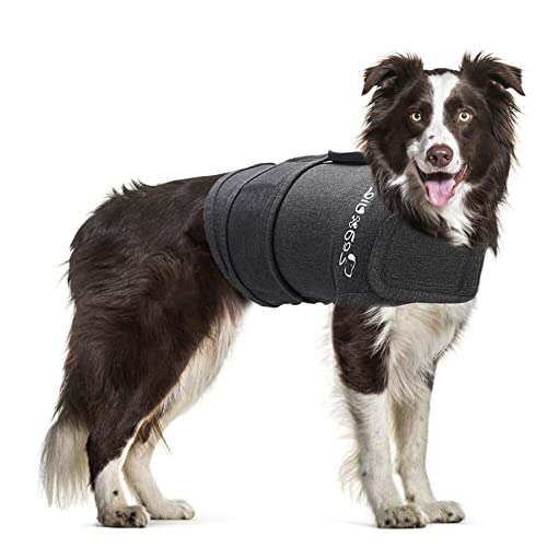 Zeaxuie Baby-Use-Grade Hunde-Angstweste, atmungsaktive Hundejacke für Gewitter, Reisen, Feuerwerk, Tierarztbesuche, beruhigender Mantel für kleine, mittelgroße und große Hunde, Größe L, Grau von Zeaxuie