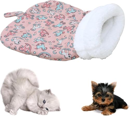 Katzenschlafsack Winter Flauschig Kaschmir Katzen Kuschelsack Gemütlicher und Warmer Plüsch Katzenbett Flauschig 360°-Wickel Cat Sleeping Bag für für Katzen und kleine Hunde (A1-50x35cm) von Zecnaud